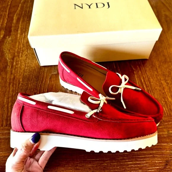 NIB coral red NYDJ Olsen boat shoes 8.5M - Picture 5 of 12
